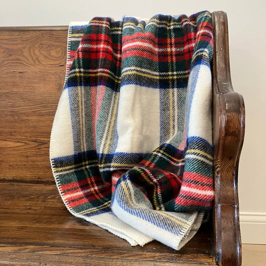 Highland Tweeds Wool Big Throw Blanket in Dress Stewart by Prince of Scots