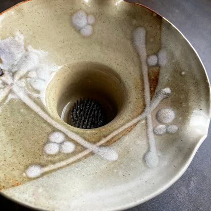 Large Ikebana Vase and Flower Frog by Otis Pottery