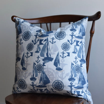 Decorative 100% Linen Pillow in Nautical White by Glass Muriel
