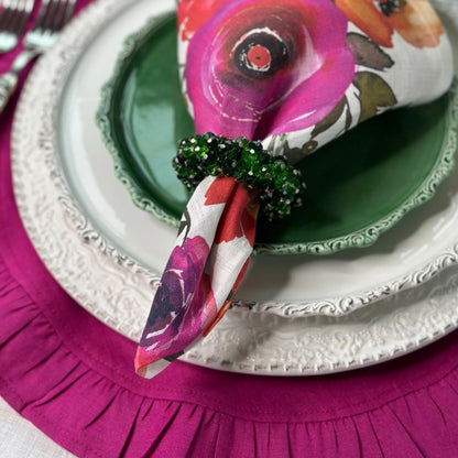Round Ruffle Linen Placemats by Arte Italica & Crown Linen Designs