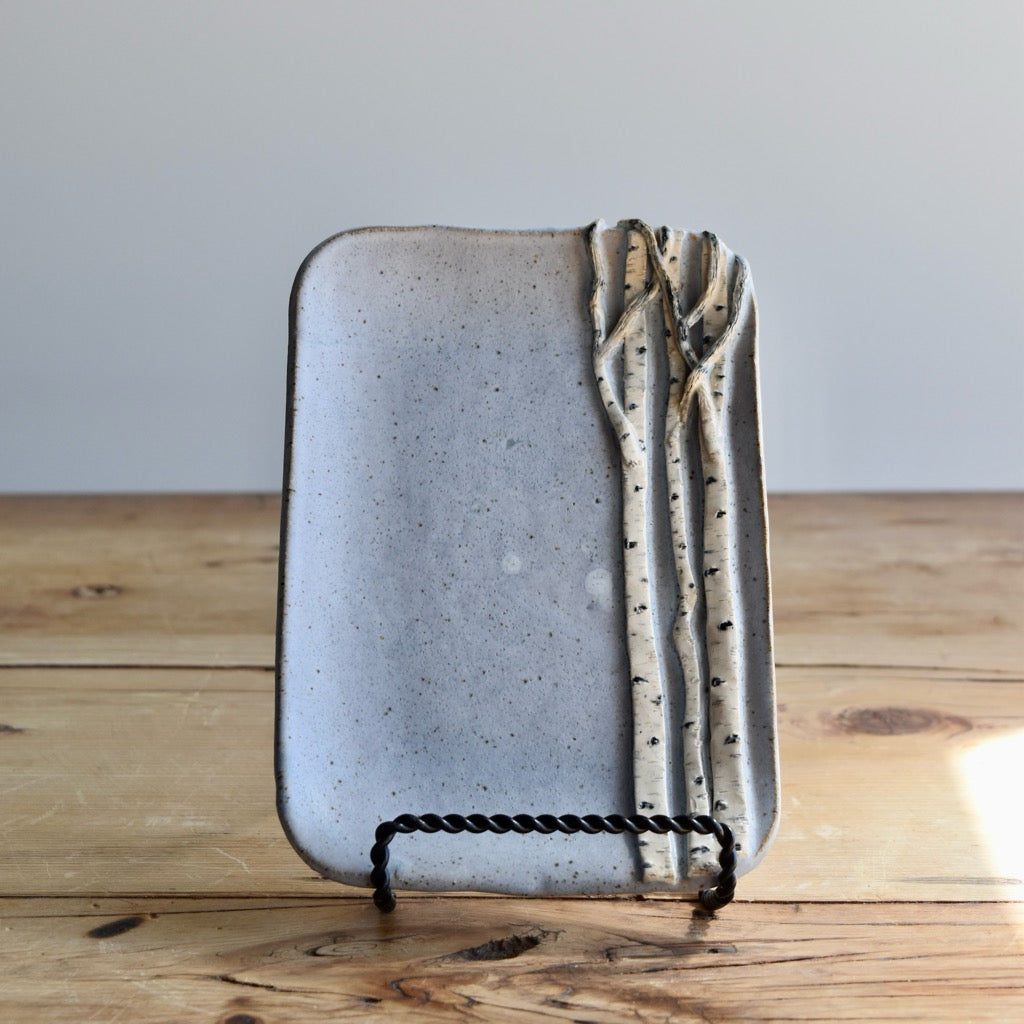 Small Light Blue Birch Dish by Jan Toscano
