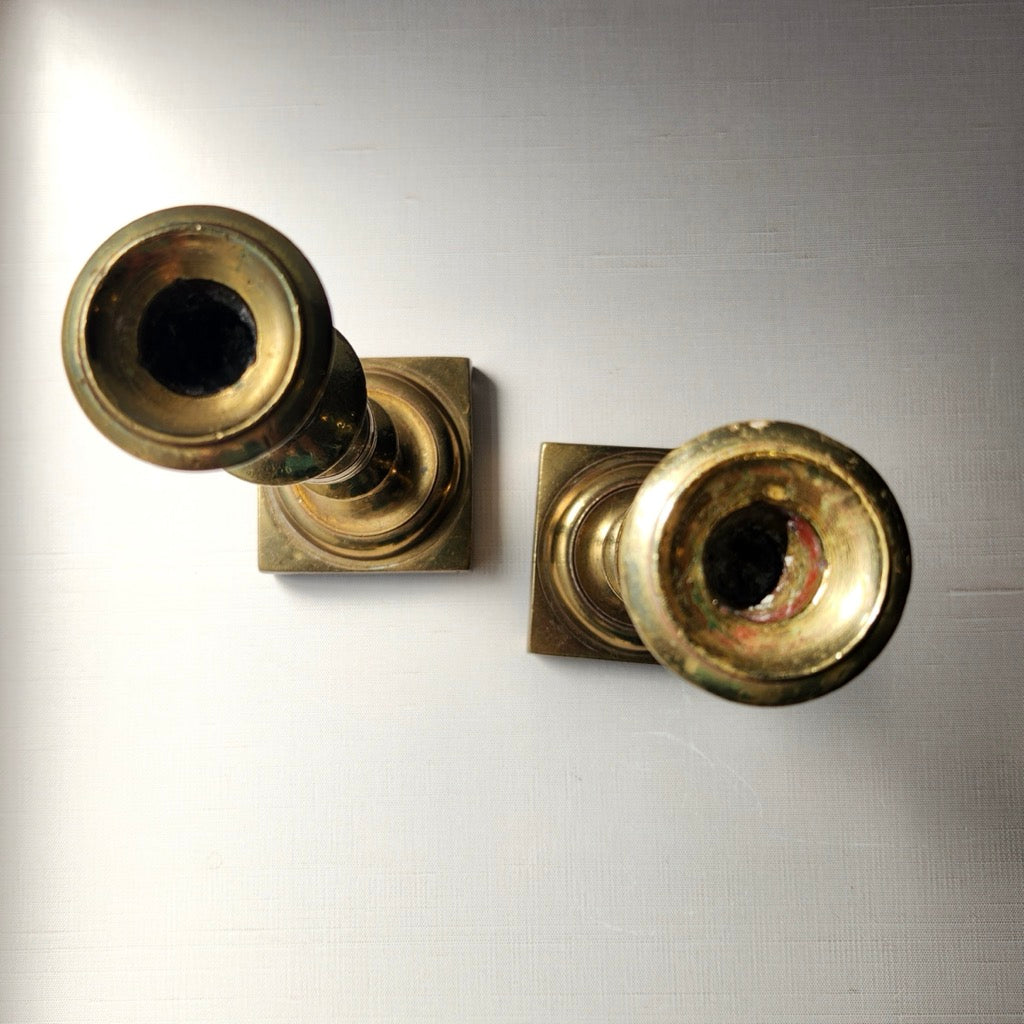 Found Solid 19th Century Style Brass Candlestick Pair