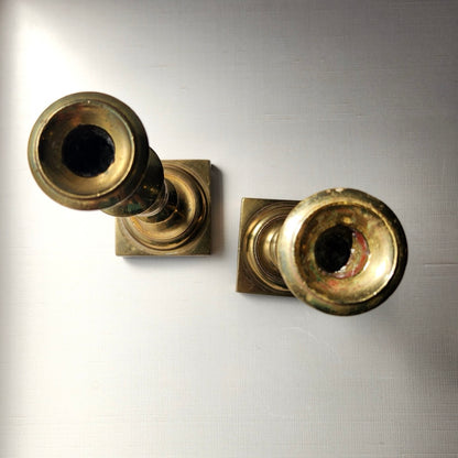 Found Solid 19th Century Style Brass Candlestick Pair