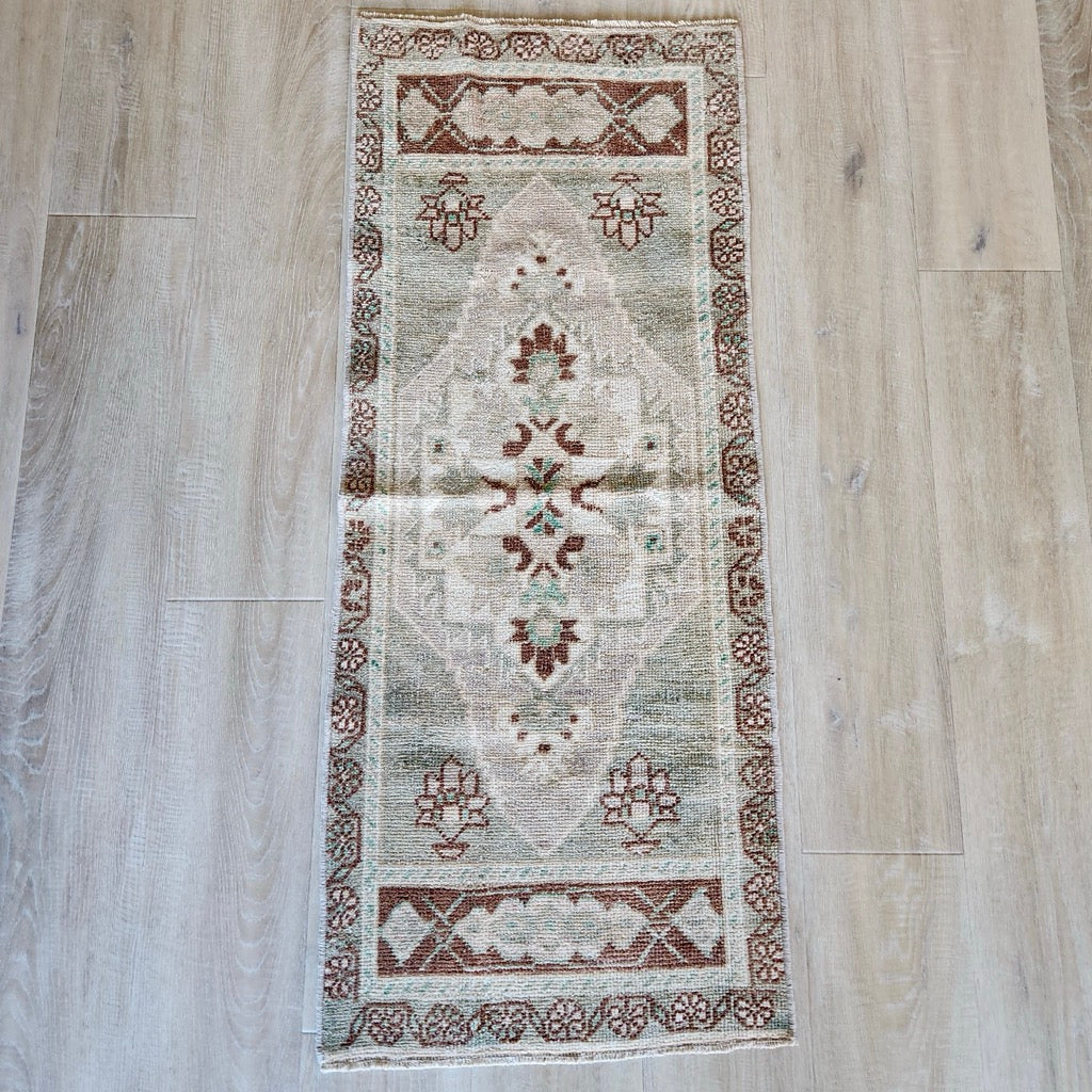 Vintage Hand Knotted Rug in Brown, Grey, and Blue by Tara Dennis Design