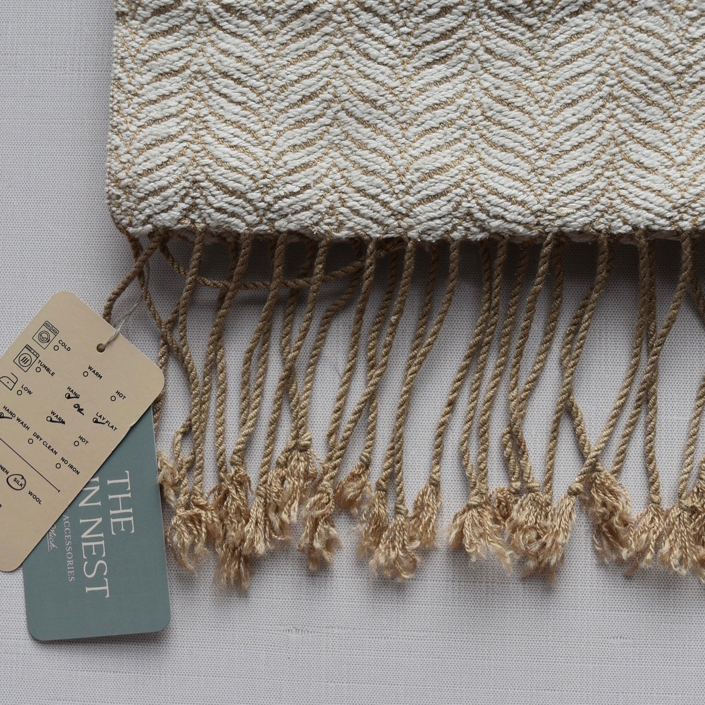 Tan and White Scarf by Kristina Nichols