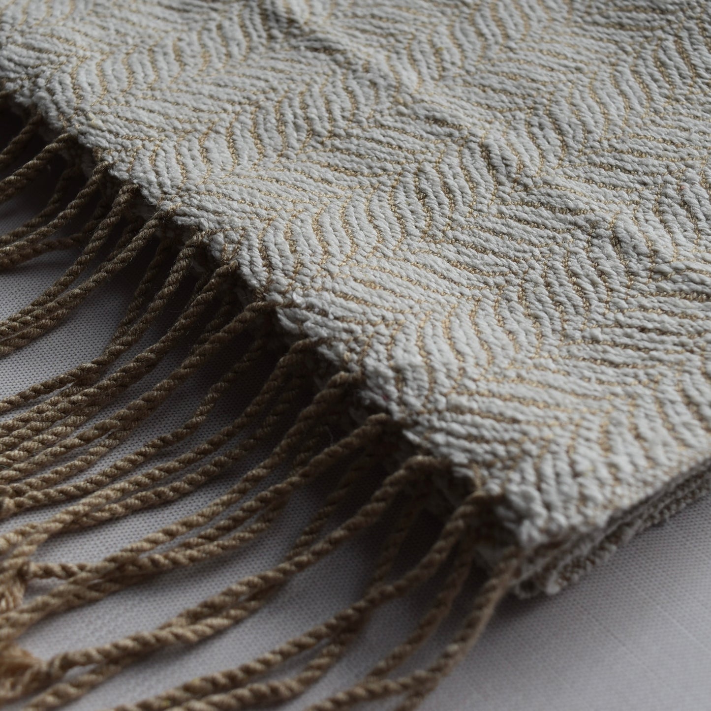 Tan and White Scarf by Kristina Nichols