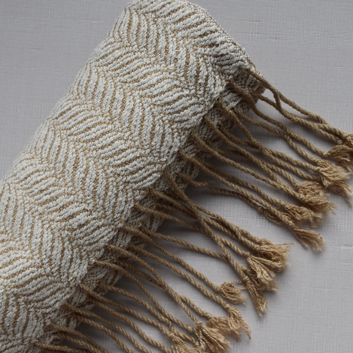Tan and White Scarf by Kristina Nichols