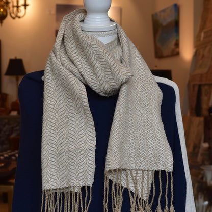 Tan and White Scarf by Kristina Nichols