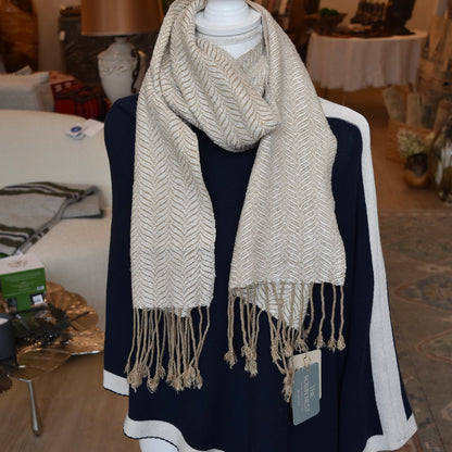 Tan and White Scarf by Kristina Nichols