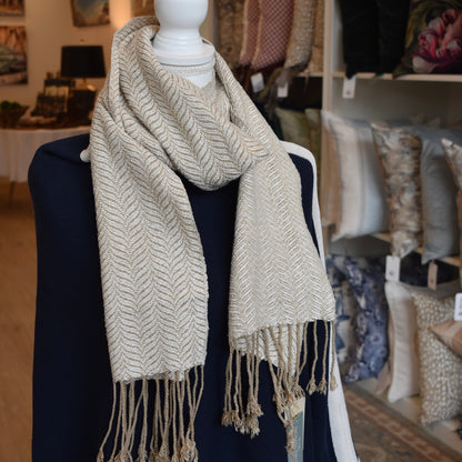 Tan and White Scarf by Kristina Nichols