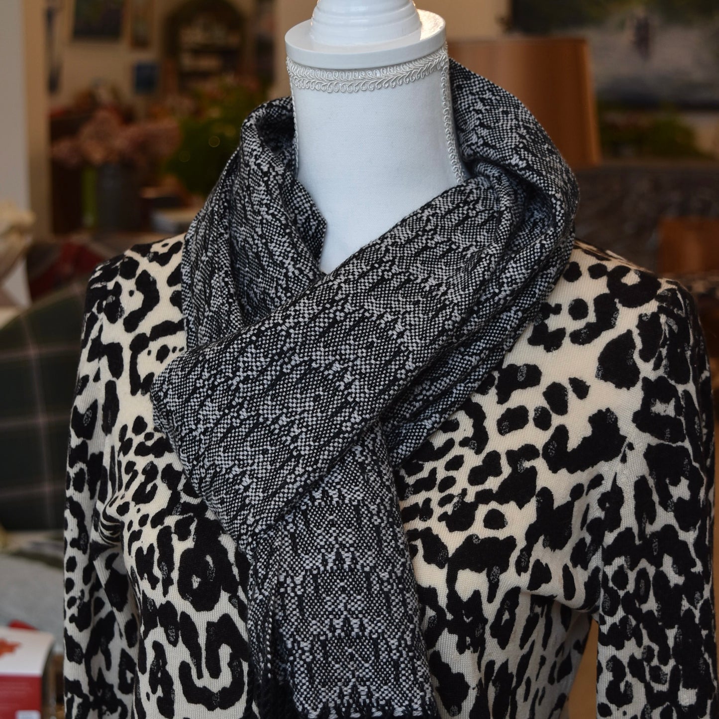 Gray and Black scarf by Kristina Nichols