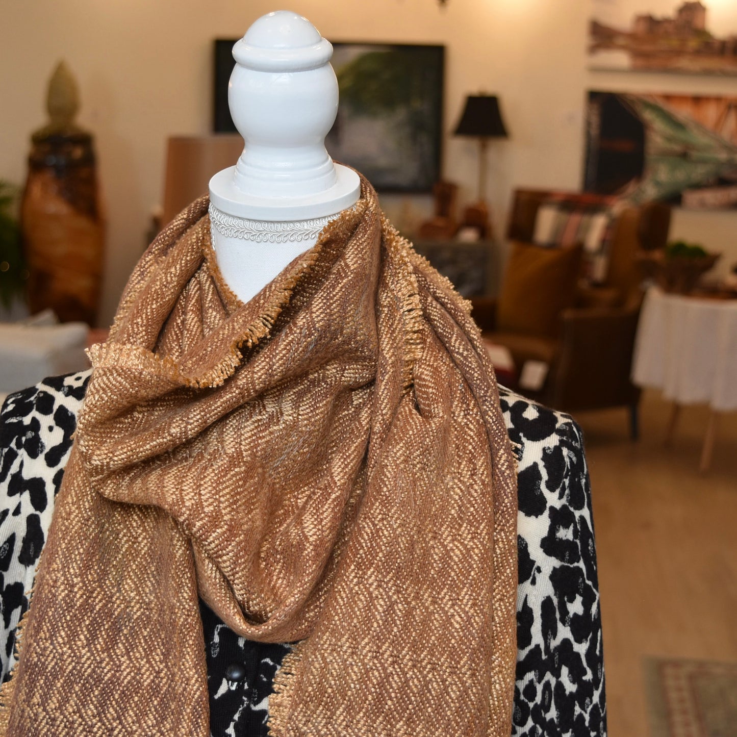 Gold and Tan Scarf by Kristina Nichols