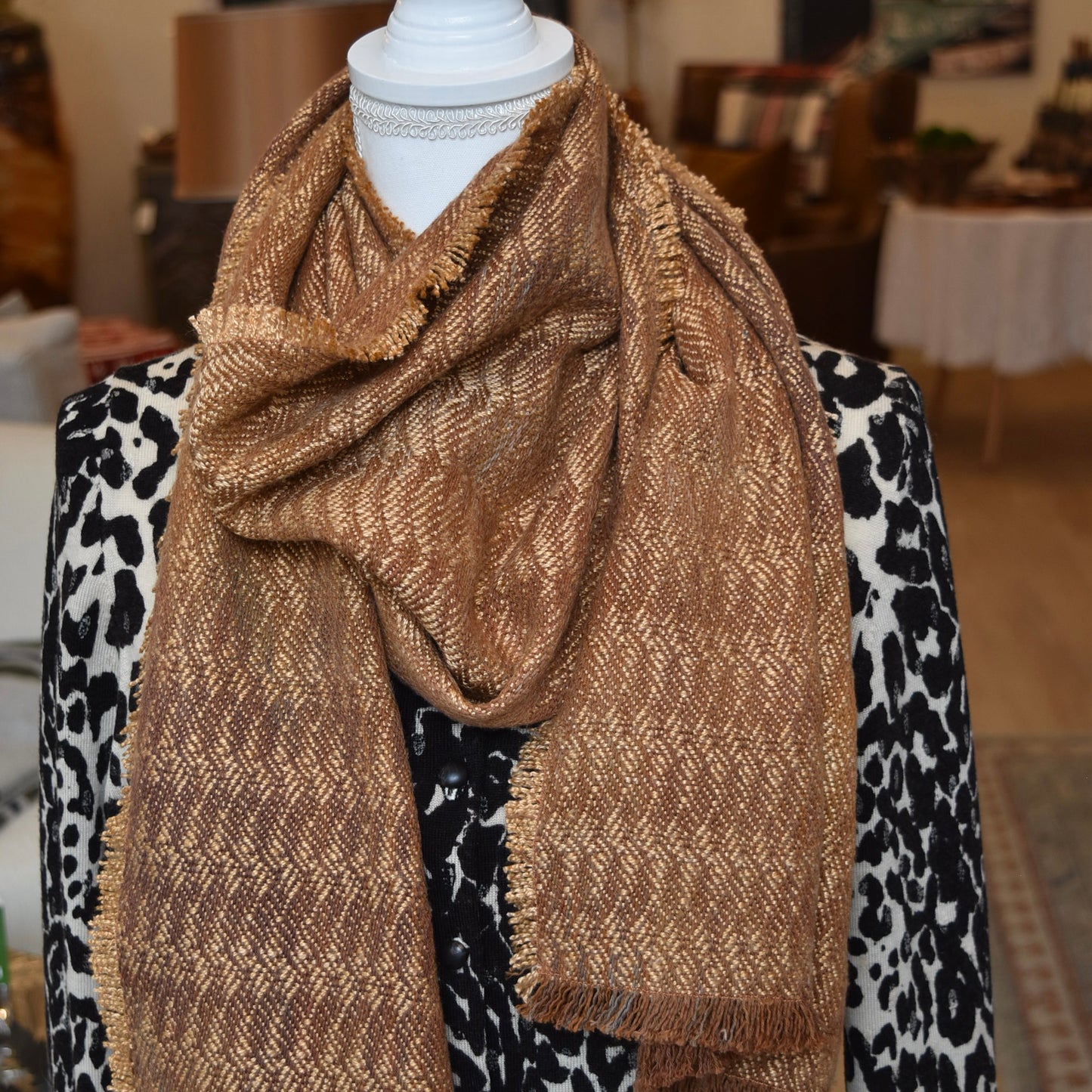 Gold and Tan Scarf by Kristina Nichols