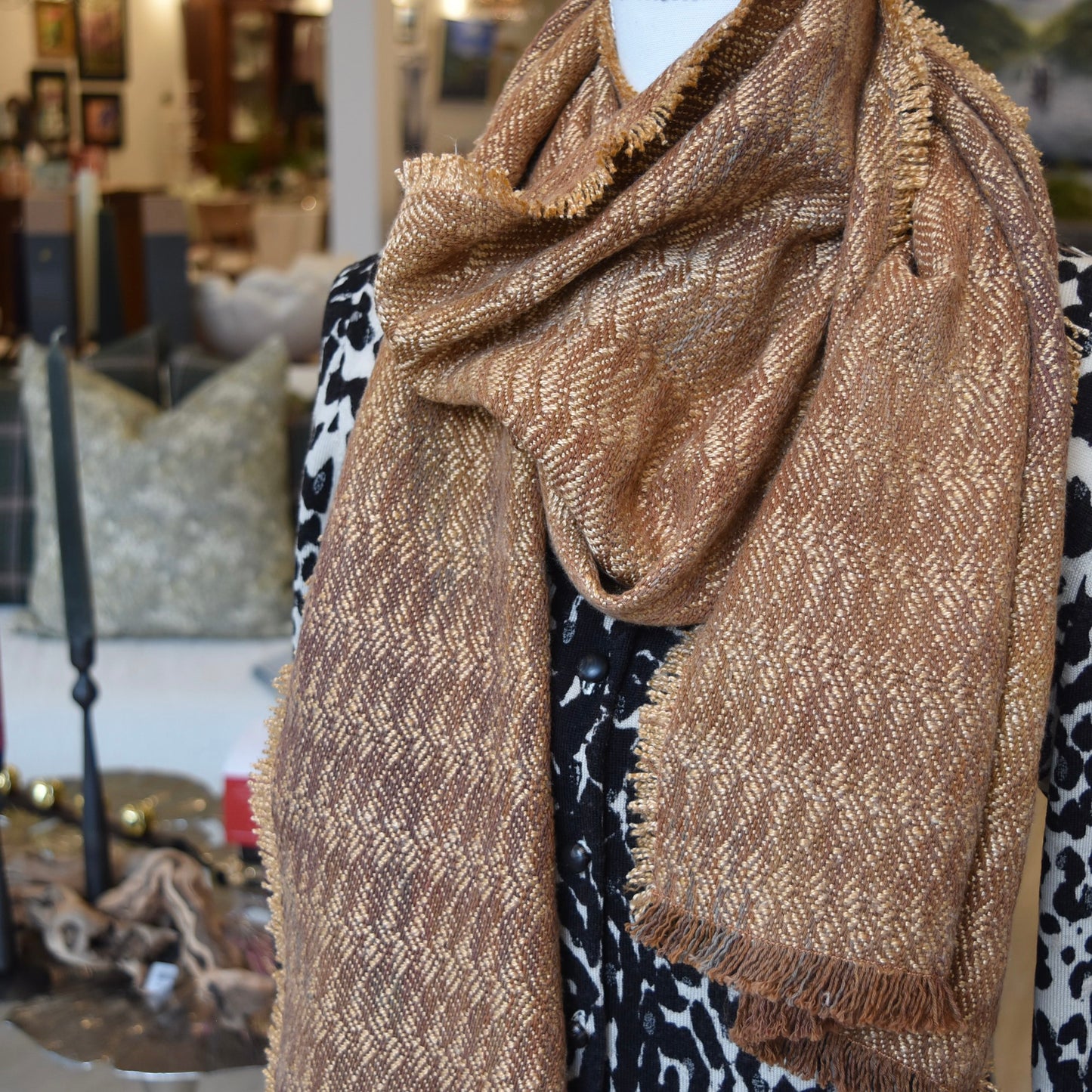 Gold and Tan Scarf by Kristina Nichols