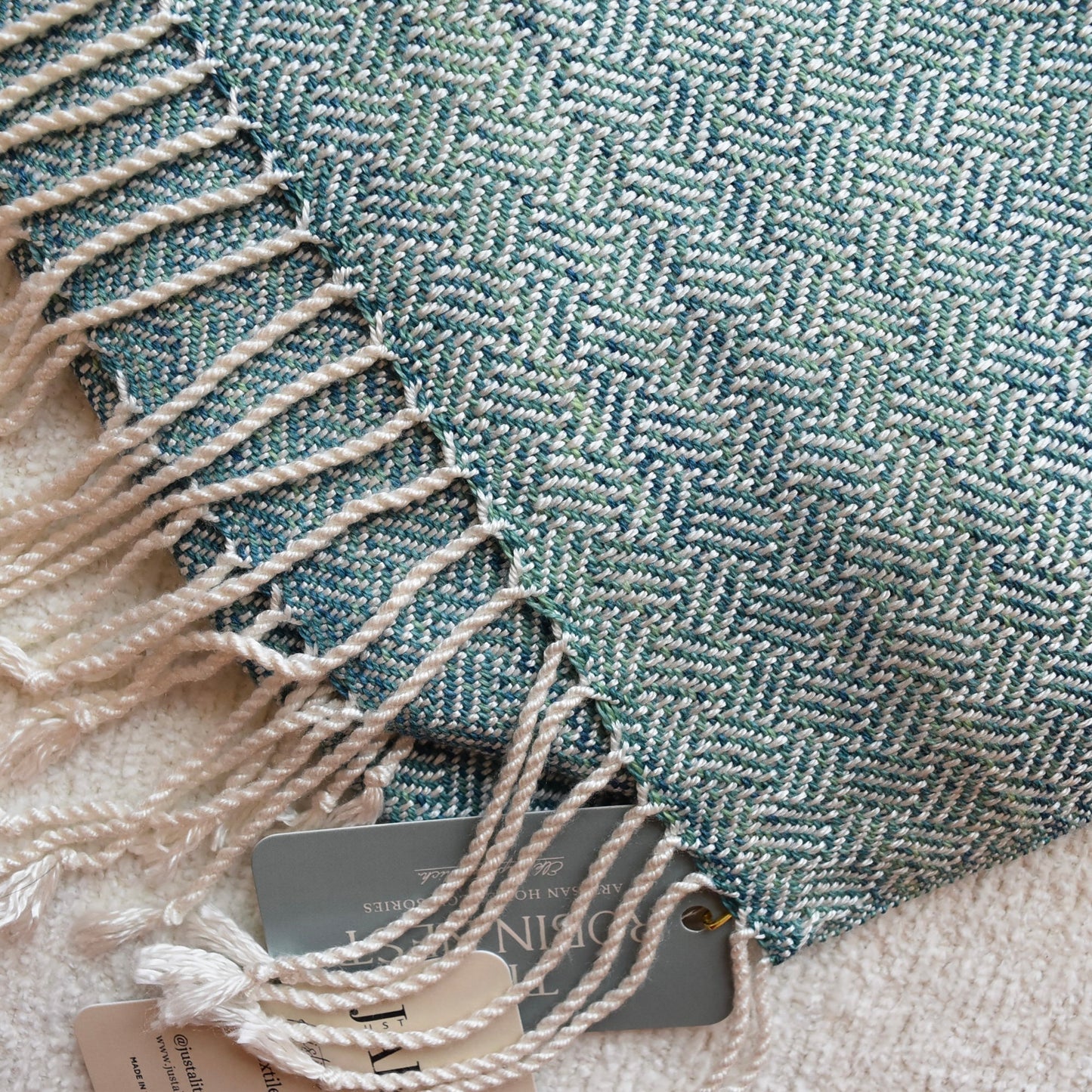 White, Blue, and Green Scarf by Kristina Nichols