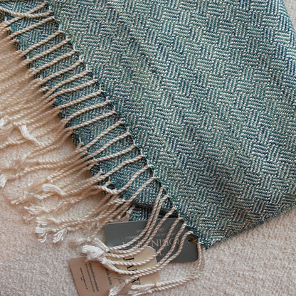 White, Blue, and Green Scarf by Kristina Nichols