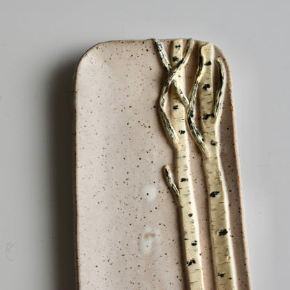 White Birch Dish by Jan Toscano