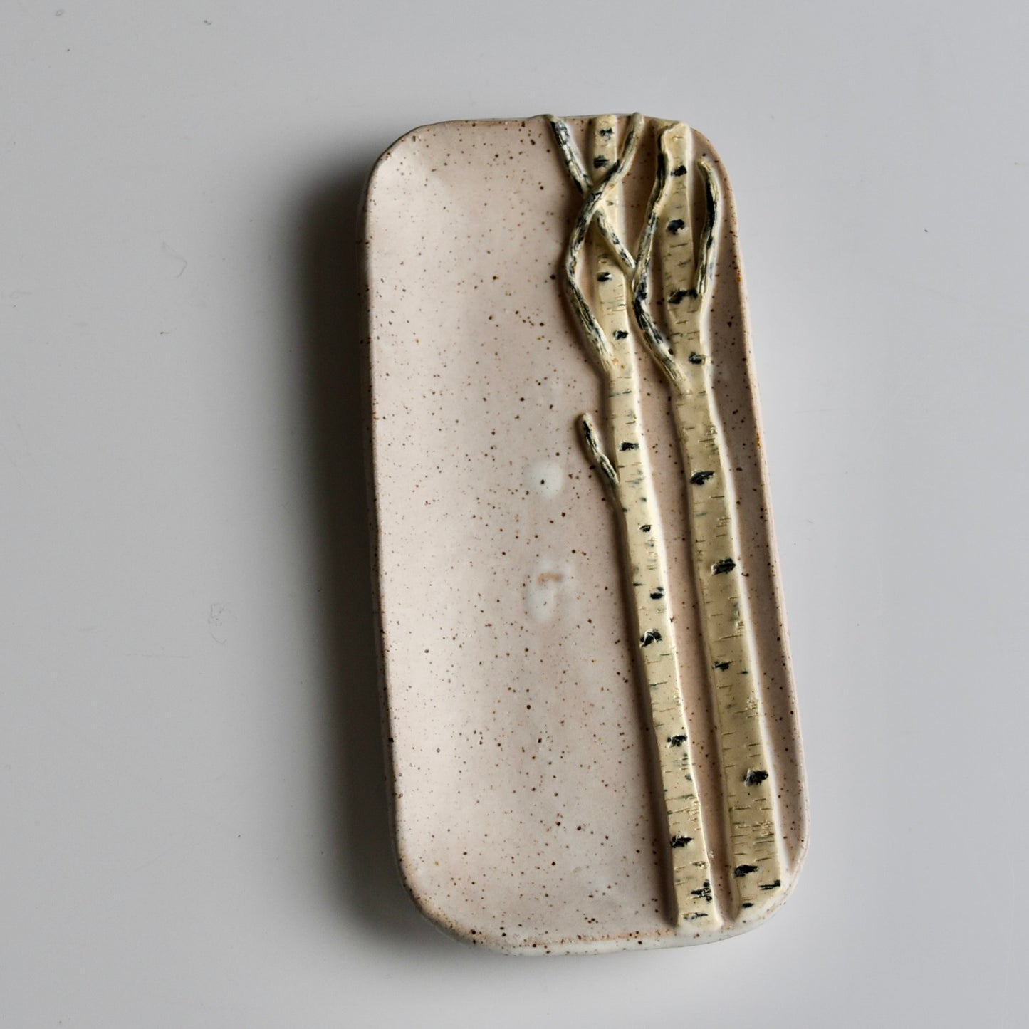 White Birch Dish by Jan Toscano