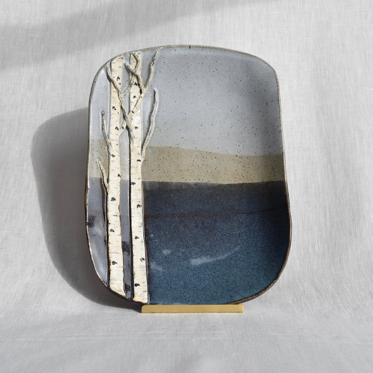 Large Blue Tone Birch Dish by Jan Toscano