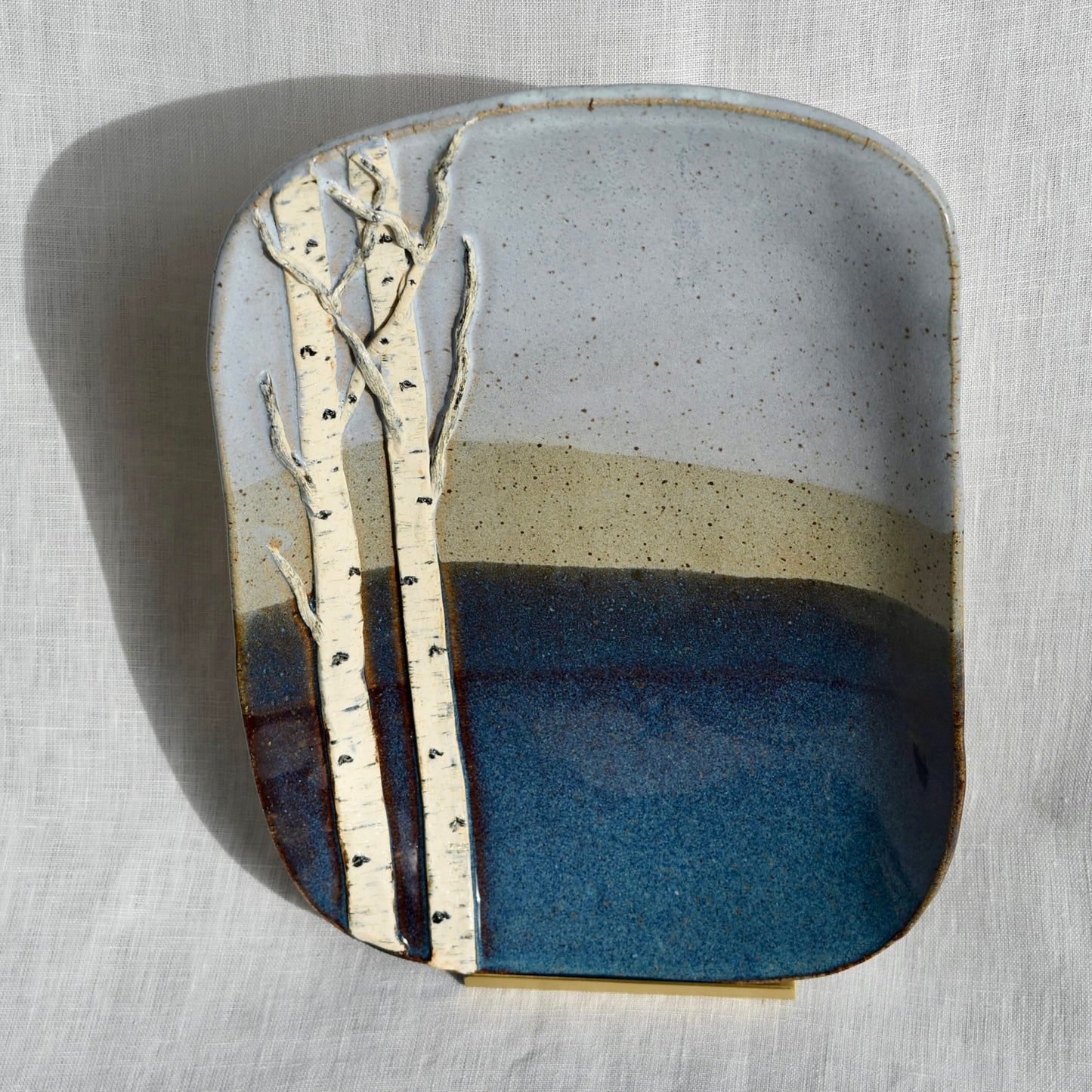 Large Blue Tone Birch Dish by Jan Toscano