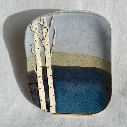 Large Blue Tone Birch Dish by Jan Toscano