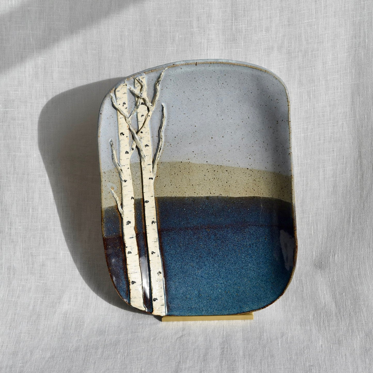 Large Blue Tone Birch Dish by Jan Toscano