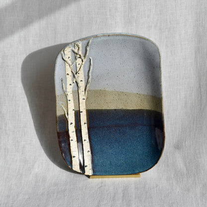 Large Blue Tone Birch Dish by Jan Toscano