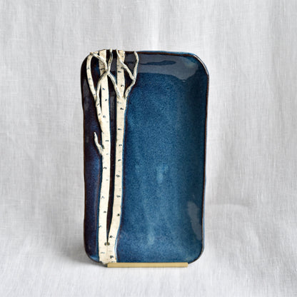 Medium Dark Blue Birch Dish by Jan Toscano