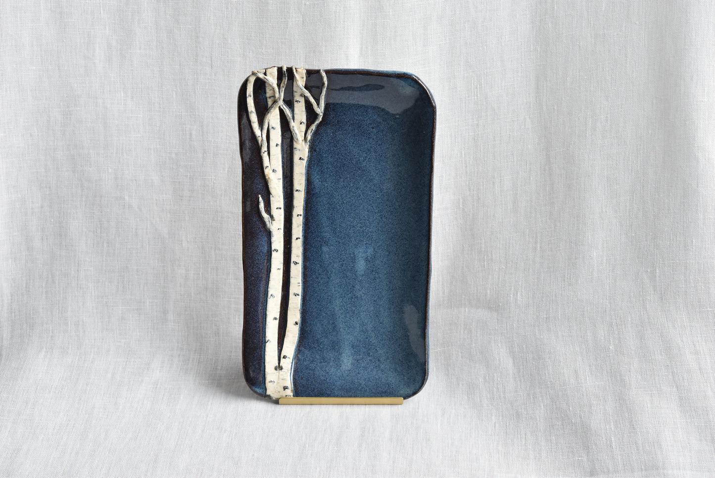 Medium Dark Blue Birch Dish by Jan Toscano