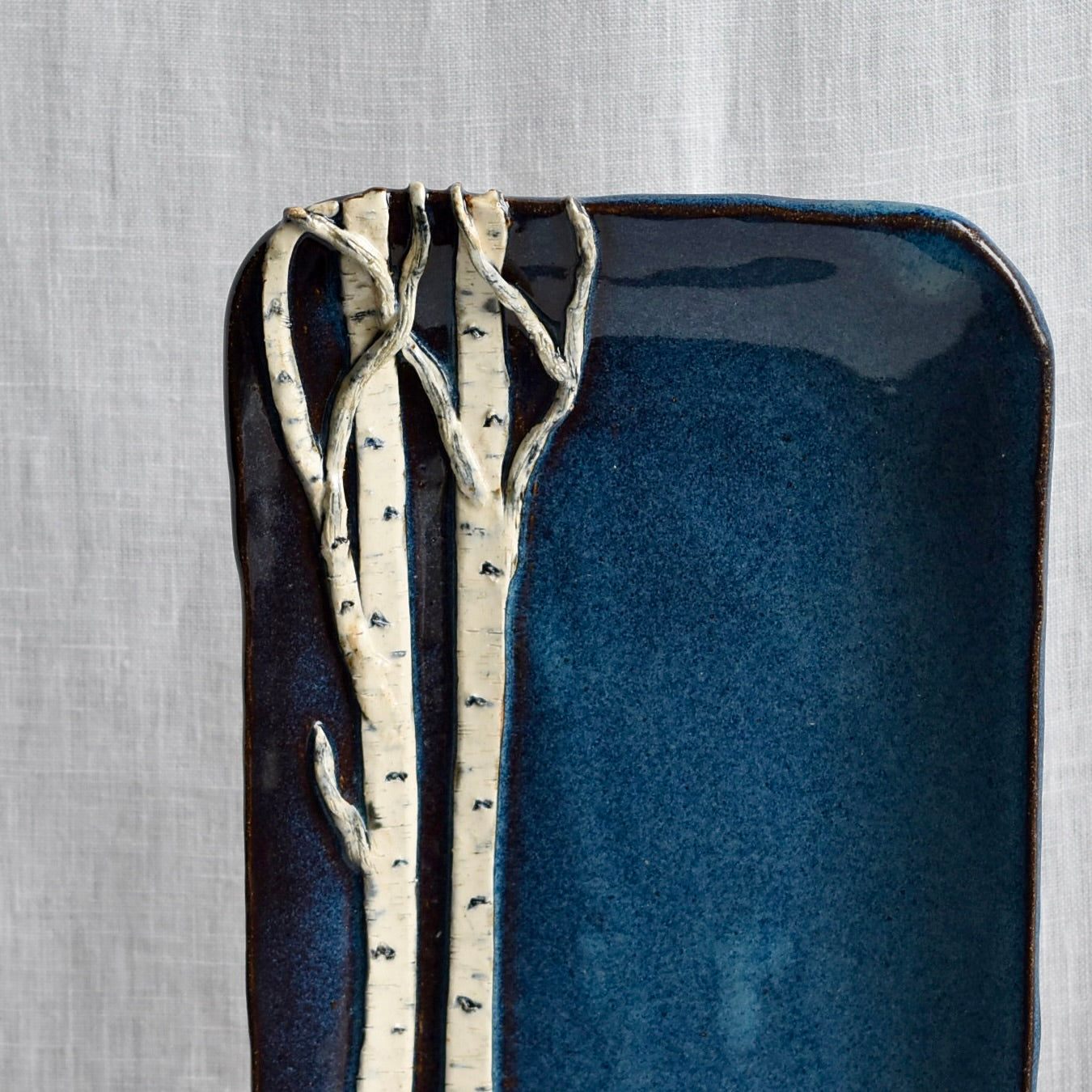 Medium Dark Blue Birch Dish by Jan Toscano