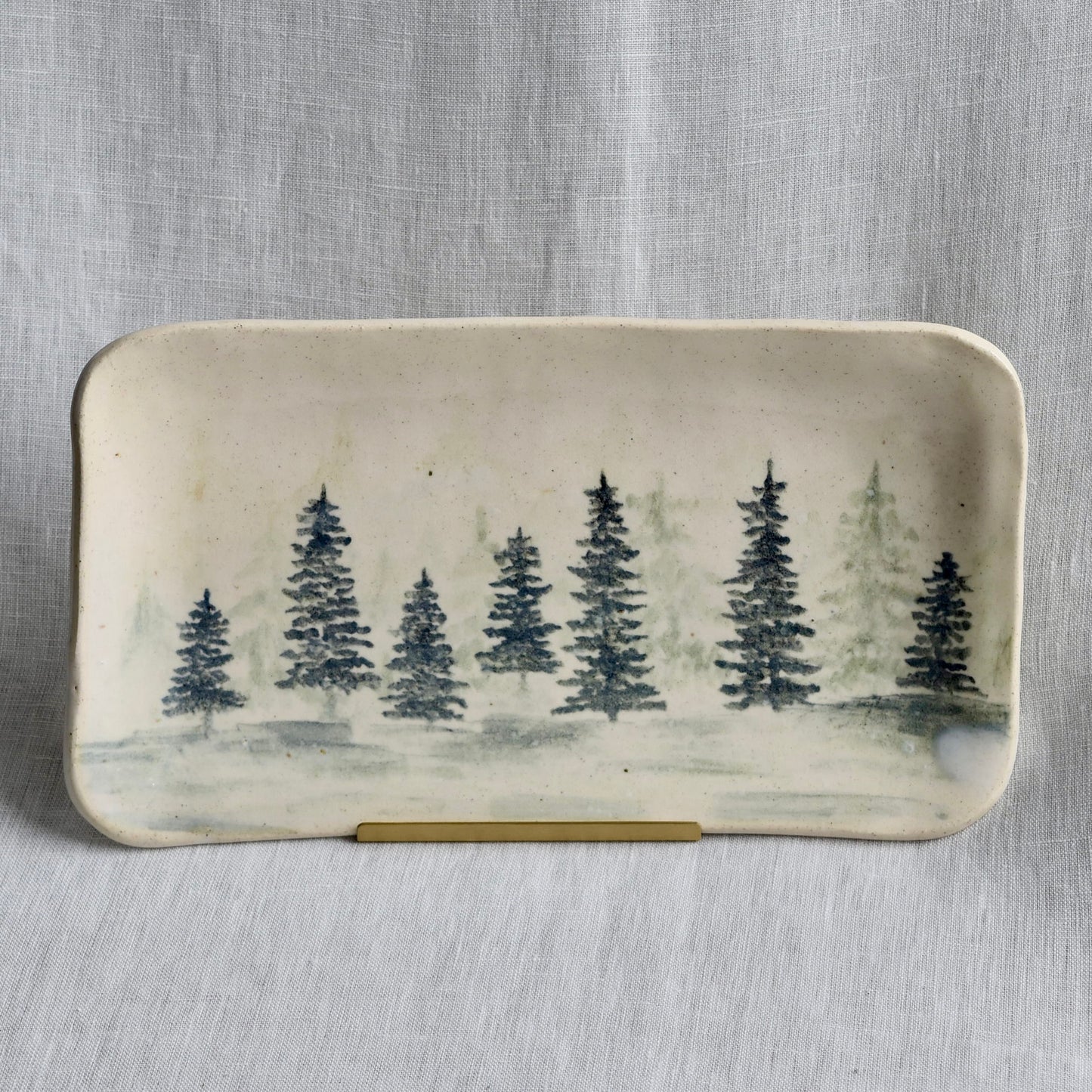 Medium Dark Blue Evergreen Dish by Jan Toscano