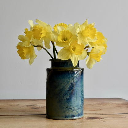 Small Green and Blue Oval Vase by Jan Toscano