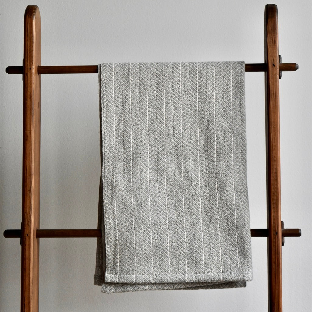 Tea Towel / Hand Towel Gray and White by Kristina Nichols