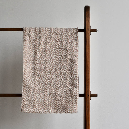 Cotton Tea Towel / Hand Towel Beige and White by Kristina Nichols