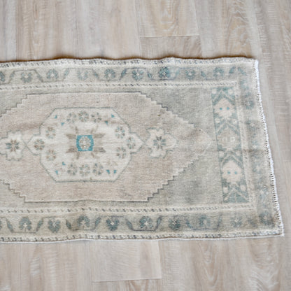 Vintage Hand Knotted Rug in Blush, Eucalyptus, and Teal by Tara Dennis Design