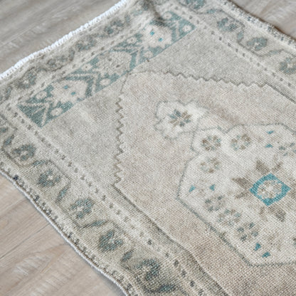 Vintage Hand Knotted Rug in Blush, Eucalyptus, and Teal by Tara Dennis Design
