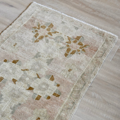 Vintage Hand Knotted Rug in Blush, Brown, Beige by Tara Dennis Design