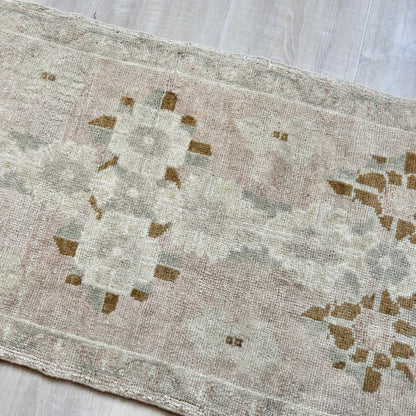 Vintage Hand Knotted Rug in Blush, Brown, Beige by Tara Dennis Design