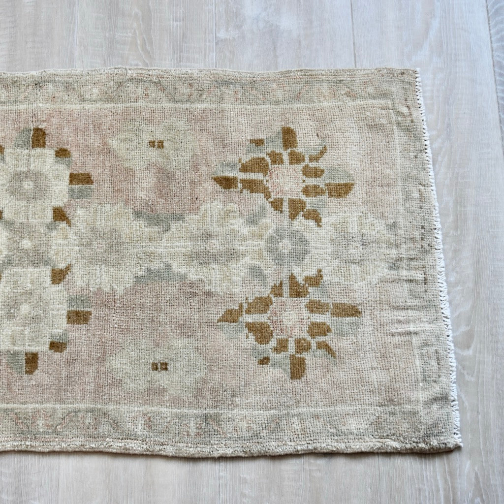 Vintage Hand Knotted Rug in Blush, Brown, Beige by Tara Dennis Design
