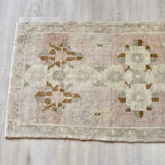 Vintage Hand Knotted Rug in Blush, Brown, Beige by Tara Dennis Design