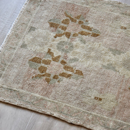 Vintage Hand Knotted Rug in Blush, Brown, Beige by Tara Dennis Design