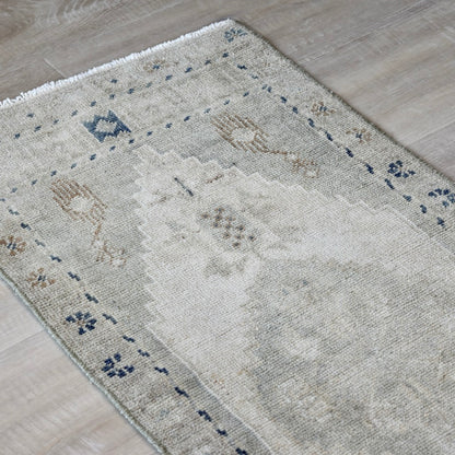 Vintage Hand Knotted Rug in Beige, Sage, and Blue by Tara Dennis Design