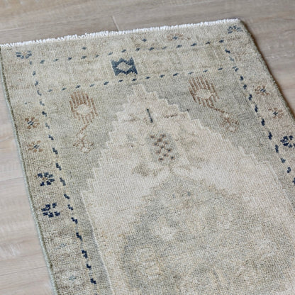 Vintage Hand Knotted Rug in Beige, Sage, and Blue by Tara Dennis Design