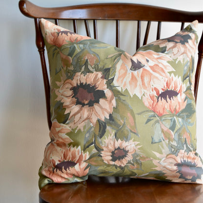 Decorative 100% Linen Pillow in Sunflowers by Glass Muriel