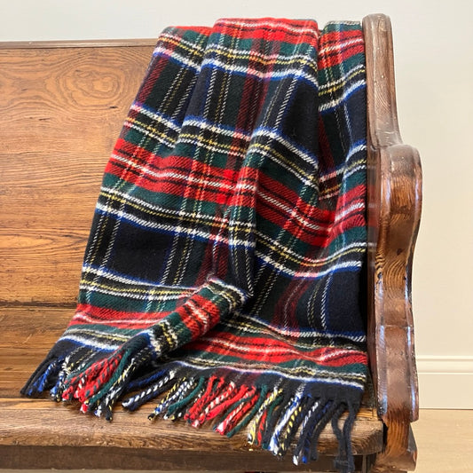 Highland Tweeds Wool Fluffy Throw Blanket in Black Stewart by Prince of Scots