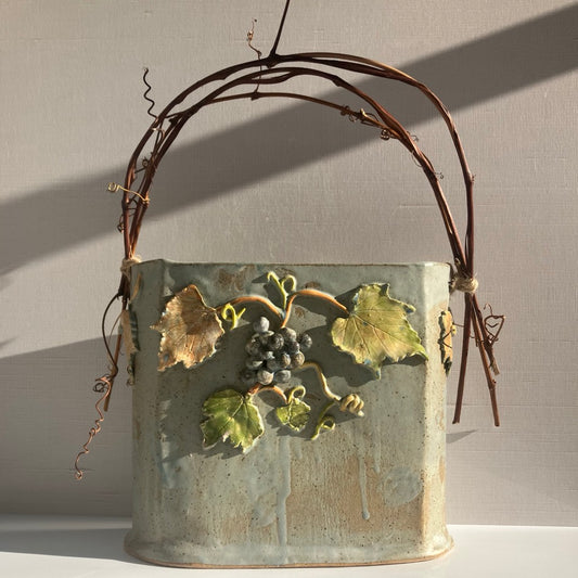 Wild Grape Basket with Vine Handle by Jan Toscano