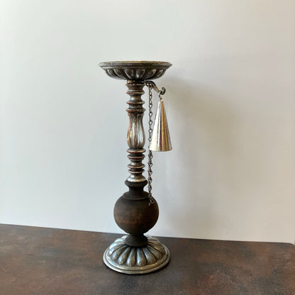Dilly Metal and Wood Pillar Candle Holder with Snuffer