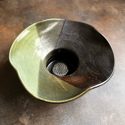 Large Ikebana Vase and Flower Frog by Otis Pottery