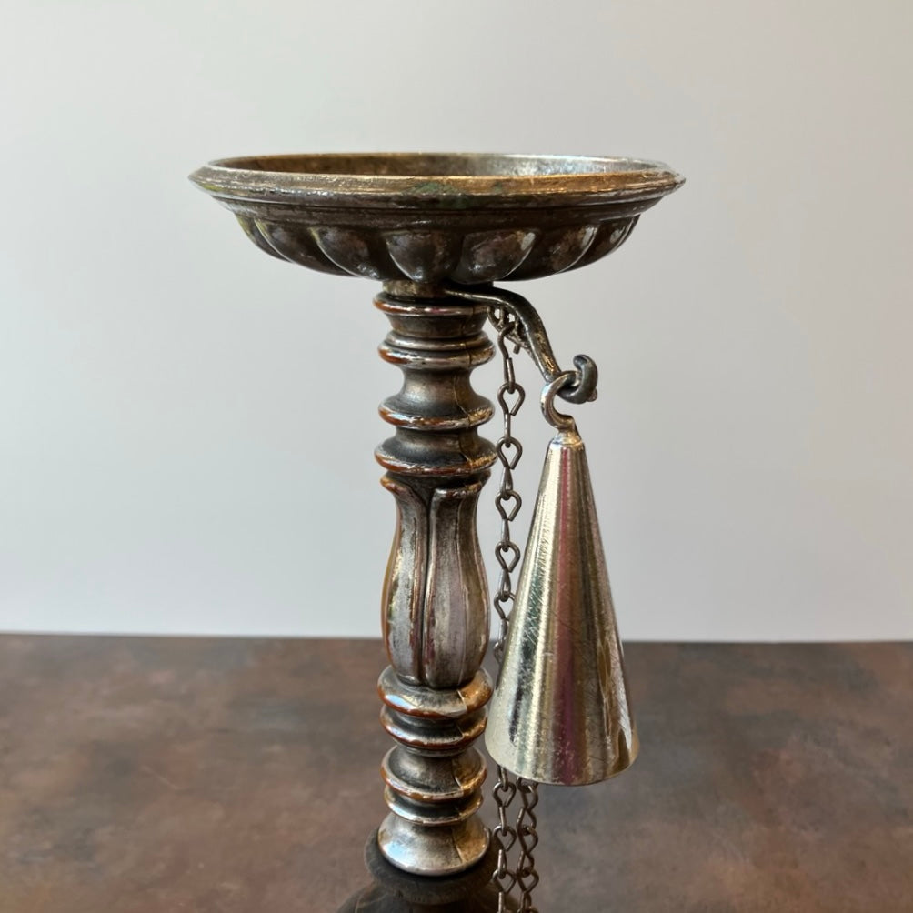 Dilly Metal and Wood Pillar Candle Holder with Snuffer