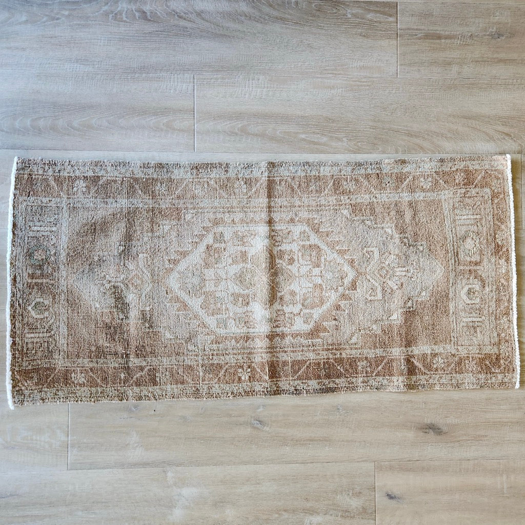 Vintage Hand Knotted Rug in Beige and Grey by Tara Dennis Design
